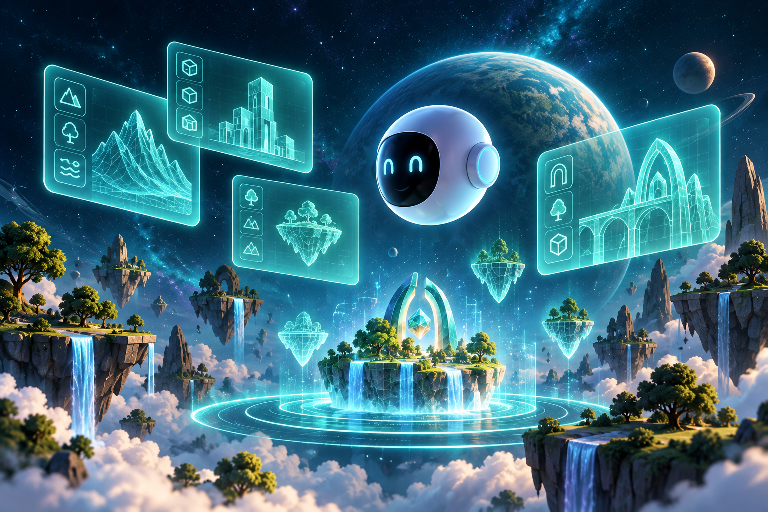 Illustrated avatar creating with holographic tools
